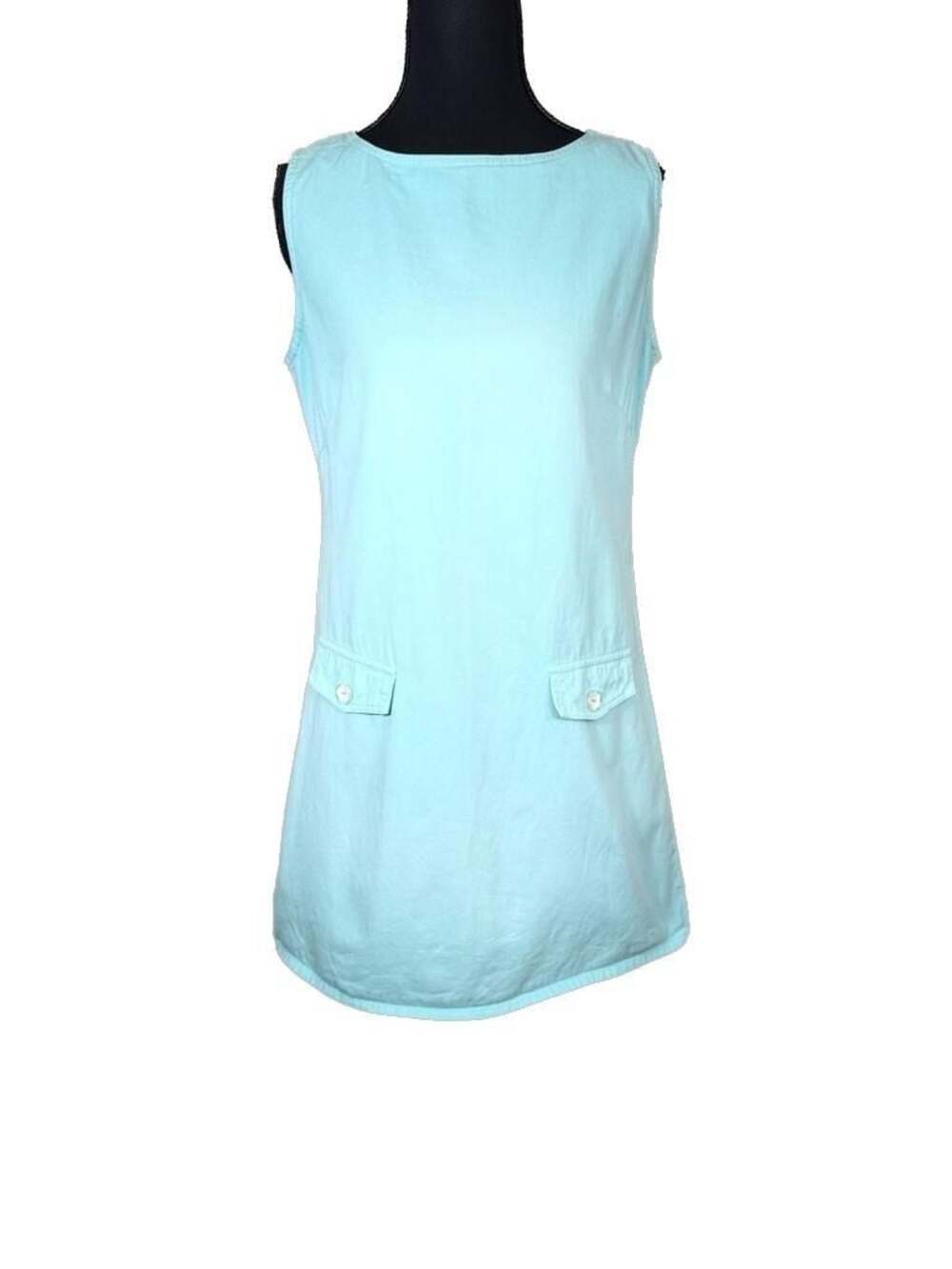 N2 Not Guilty Vintage Aqua Blue Cotton Sleeveless Shift Dress Size 5/6
